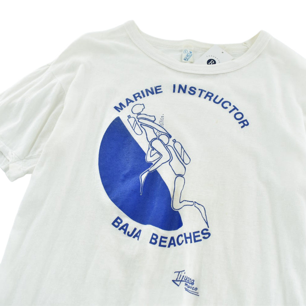MARINE INSTRUCTOR ダイバー ジョークTシャツ 80年代 オフホワイト メキシコ製 ヴィンテージ