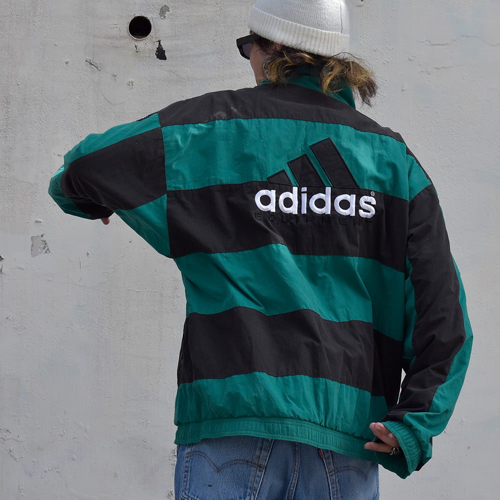 90's adidas EQUIPMENT ボーダー柄 フルジップジャケット 231012H