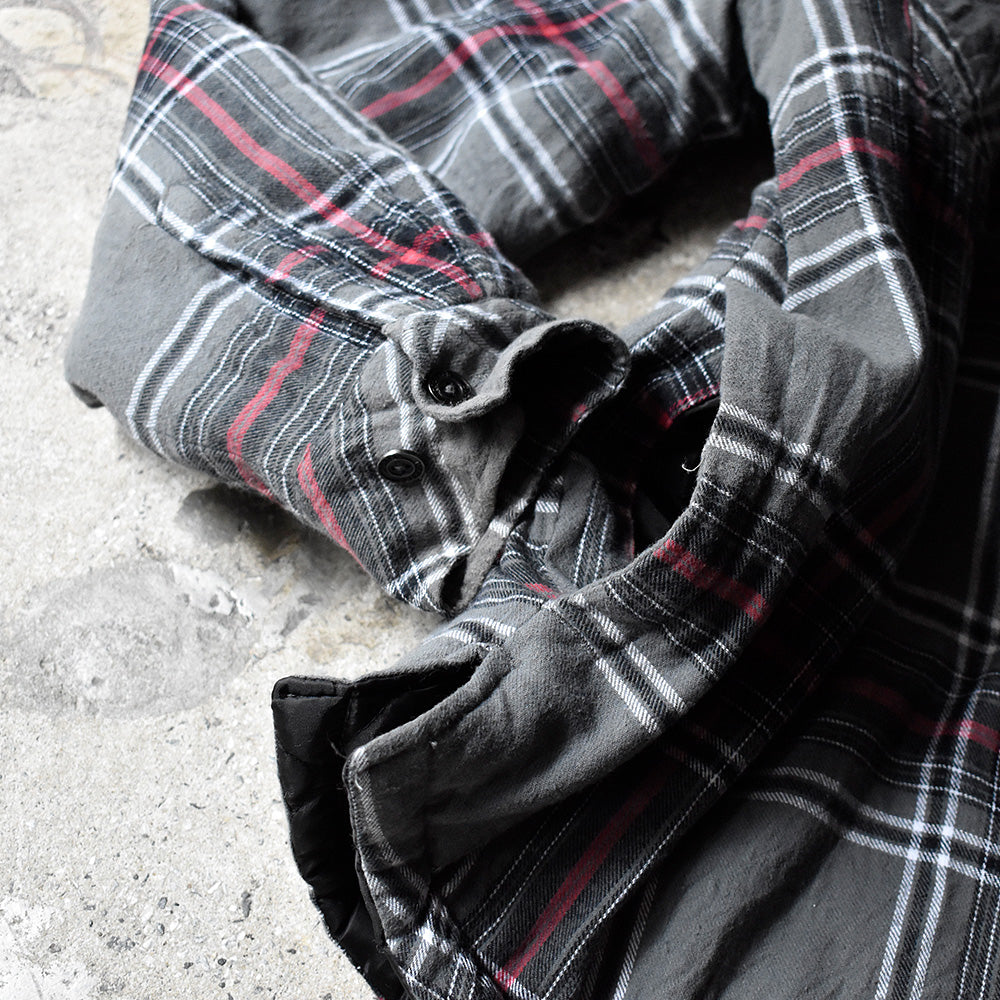 Dickies チェック柄 フード付きネルシャツ 中綿入り キルティングライナー 241103H
