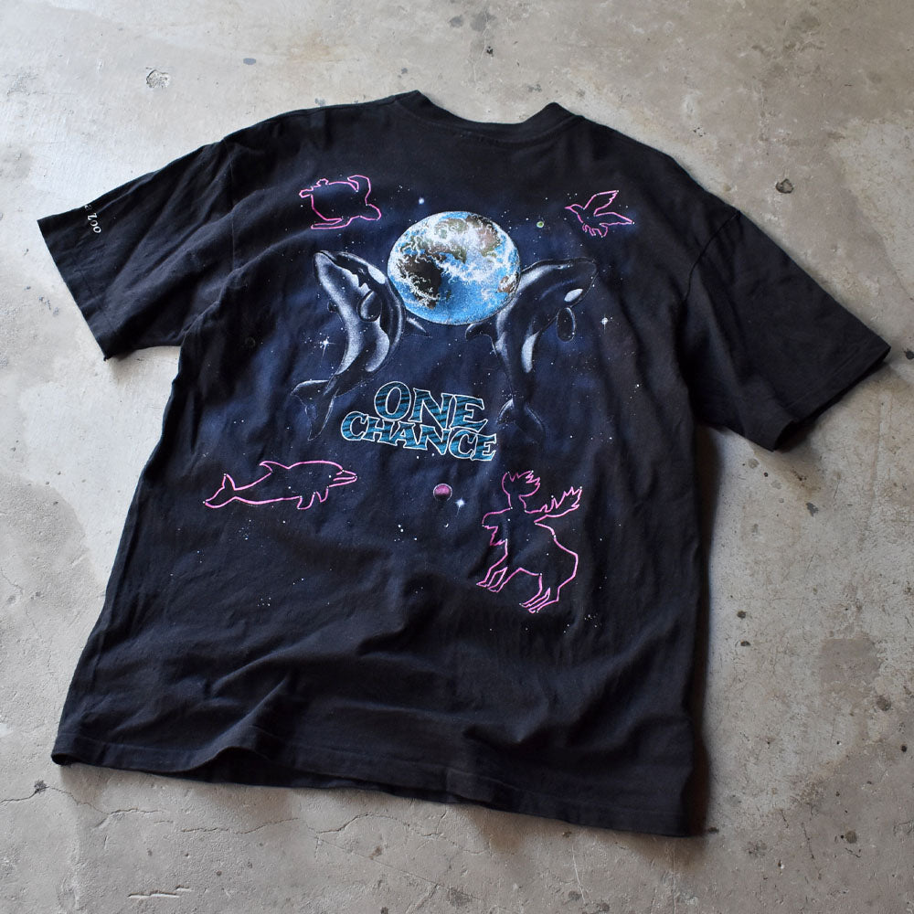 90’s ”ONE EARTH” 両面プリント アニマルプリント Tシャツ USA製 240802