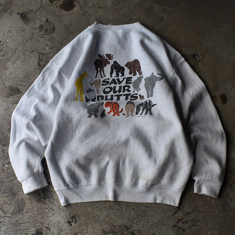 90's　"SAVE OUR BUTTS！"　アニマル　お尻スウェット　USA製　230830H