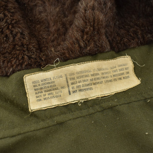 70’s U.S.NAVY ALPHA INDUSTRIES MIL-H-18374 リアルファー フードベスト ステンシル入り 261027H