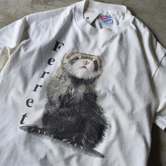 90's ferret/フェレット アニマルプリント Tシャツ USA製 230829