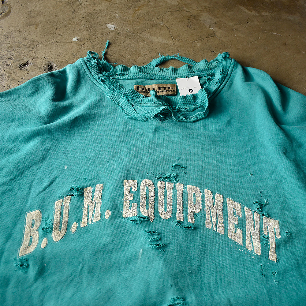 90's ボロ！b.u.m.equipment カットオフ ショートスリーブ スウェット 231016H