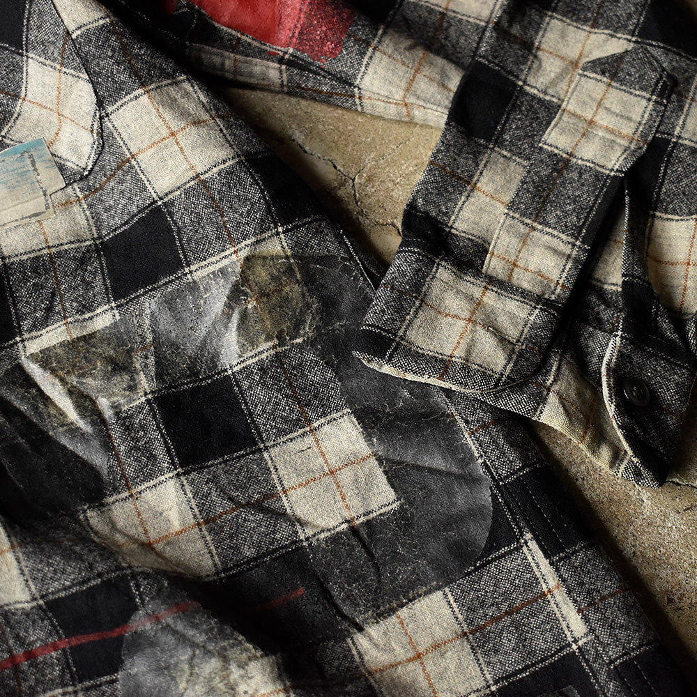 70's ペイント！ Pendleton 白×黒 チェック柄 ウール シャツ USA製 240319H