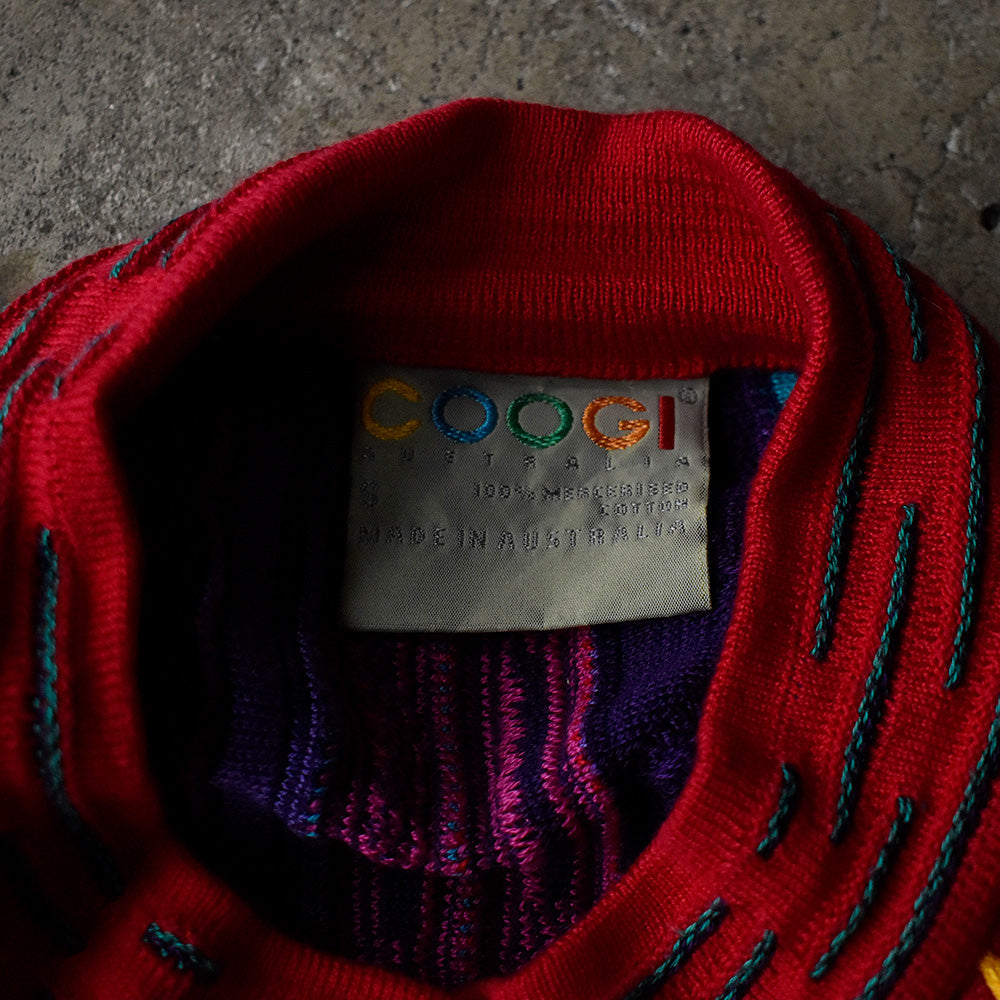 90's COOGI 3D立体編み コットン ニットカーディガン 231101H