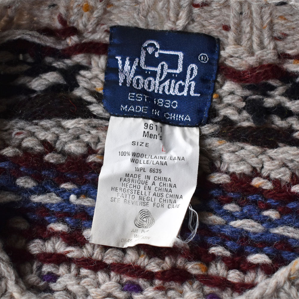 90's Woolrich ノルディック 総柄 ウールニット セーター 240210