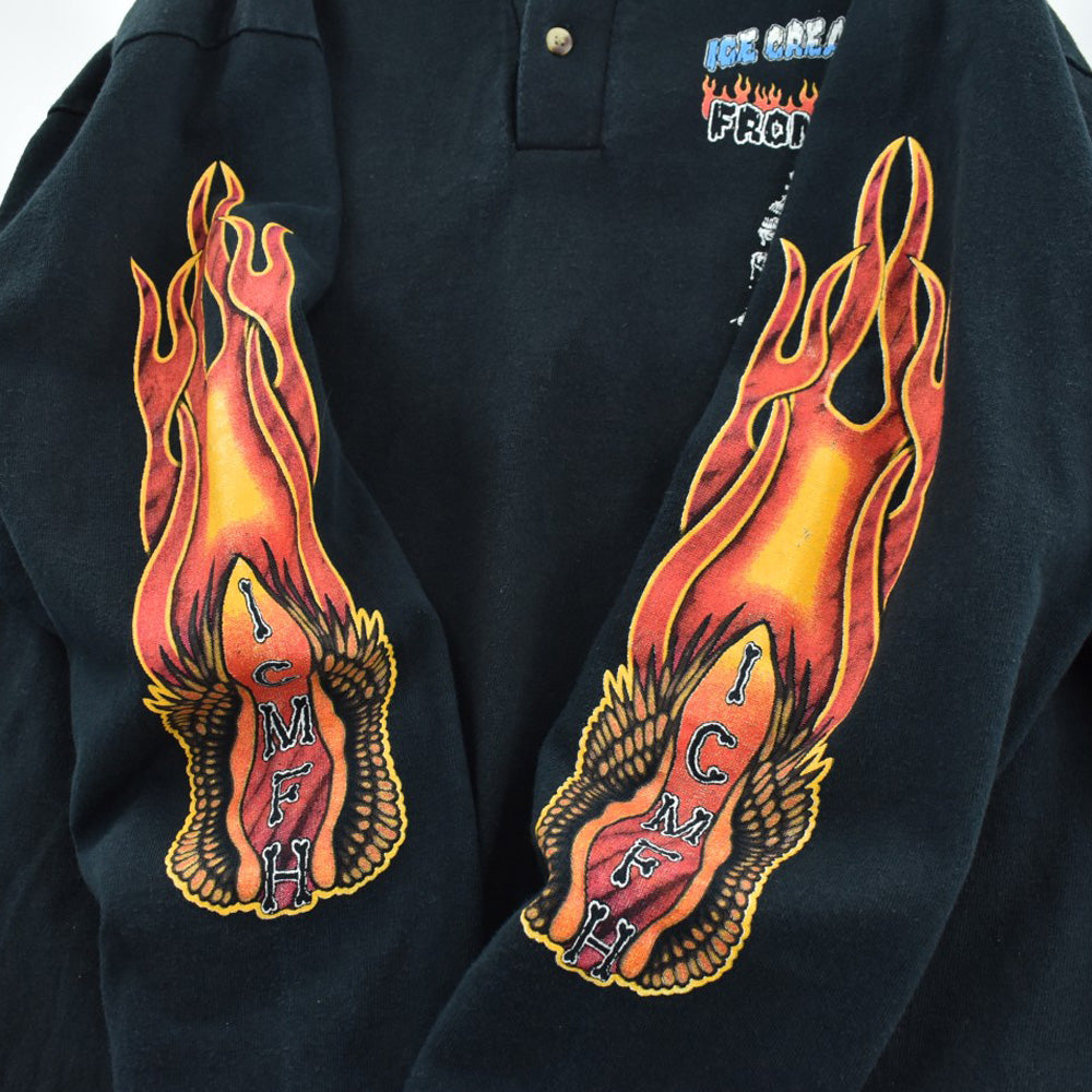 90's Ice Cream Man From Hell ファイヤーパターン スカル ロングスリーブTシャツ USA製 261002H