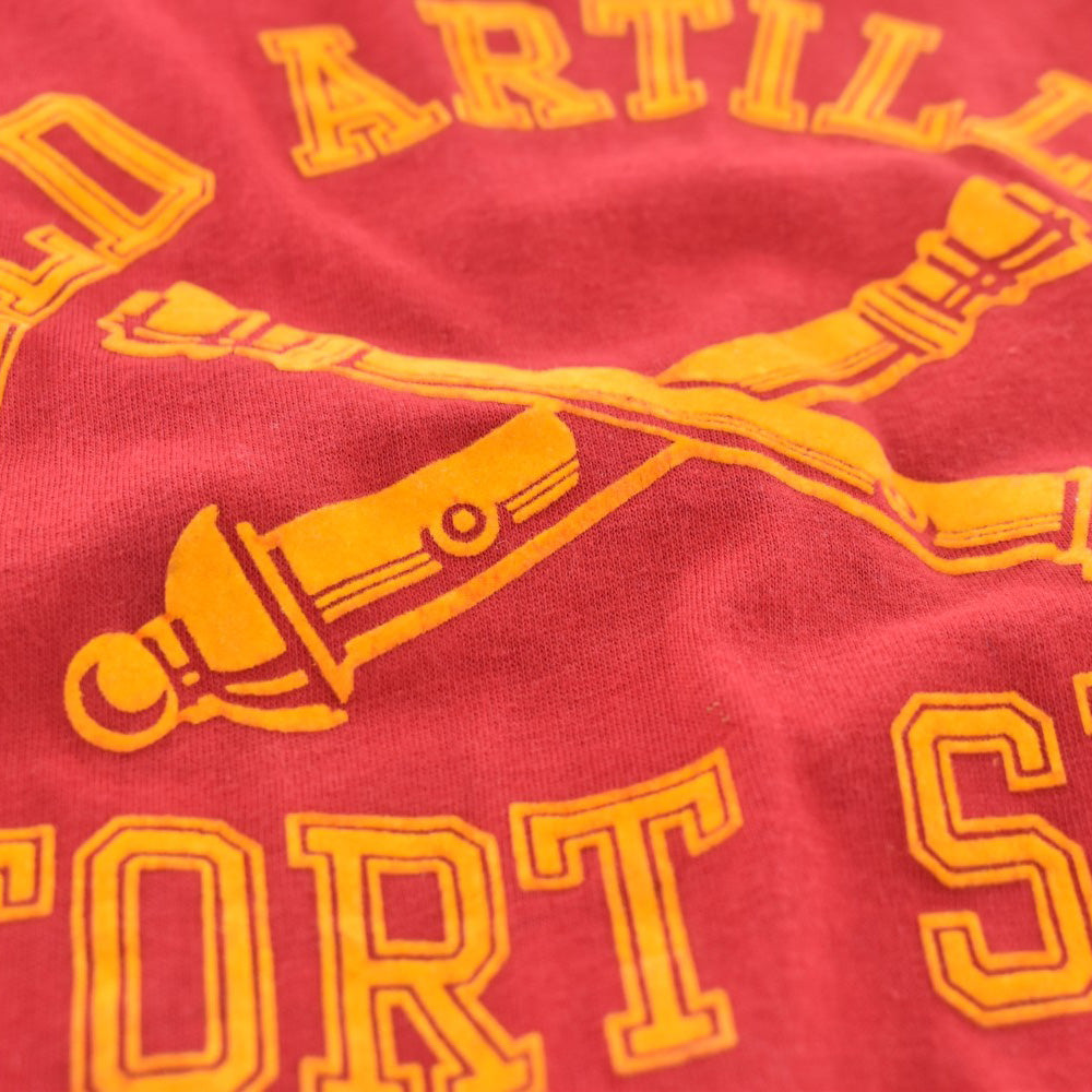 80's N.O.S. U.S.Army "FIELD ARTILLERY FORT SILL" フロッキープリント ミリタリーTシャツ 260421H
