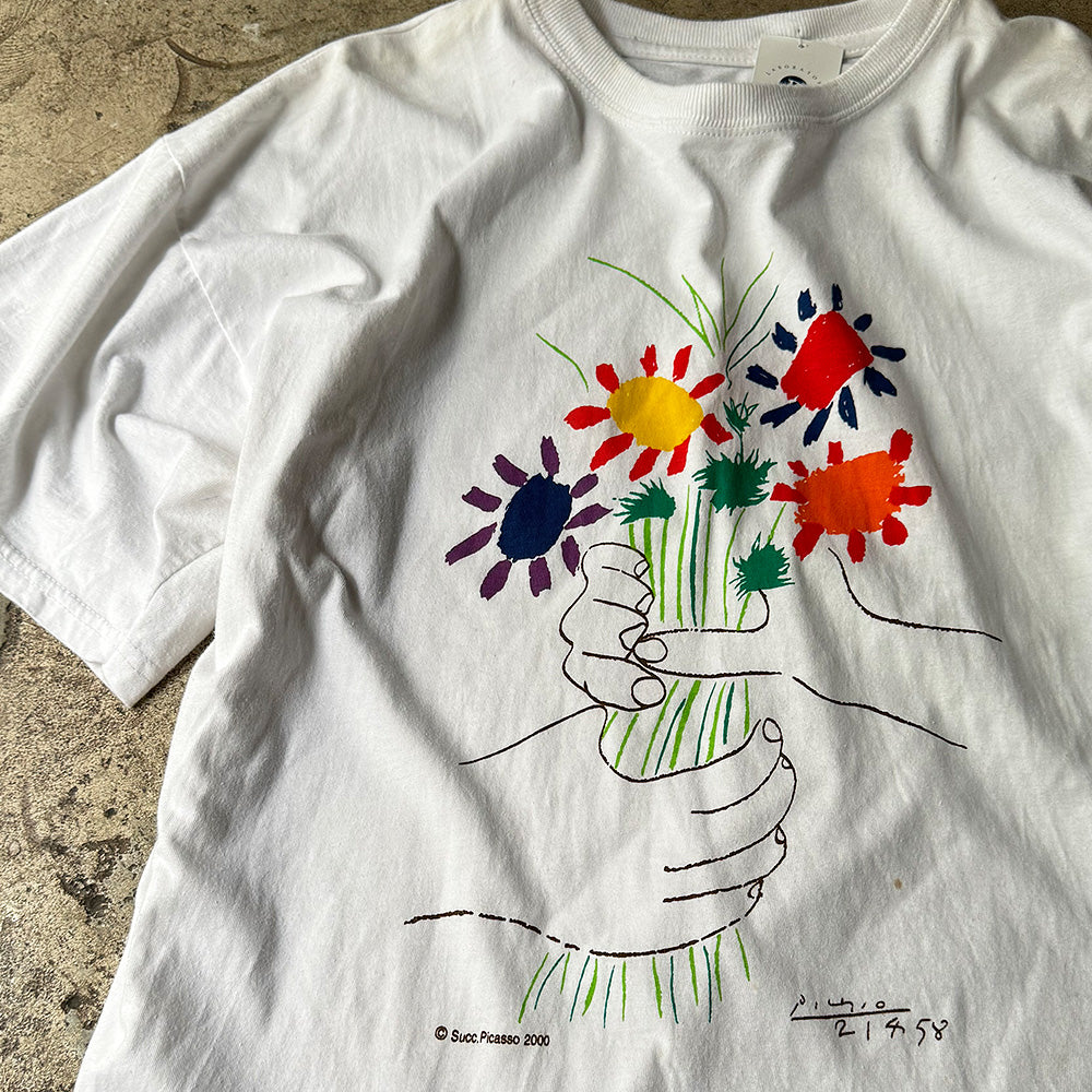 パブロ・ピカソ 花束を持つ手 アートTシャツ 2000年 古着