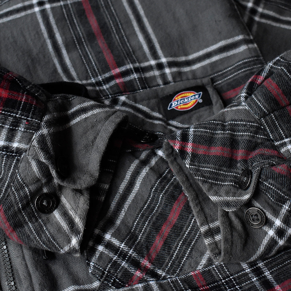 Dickies チェック柄 フード付きネルシャツ 中綿入り キルティングライナー 241103H