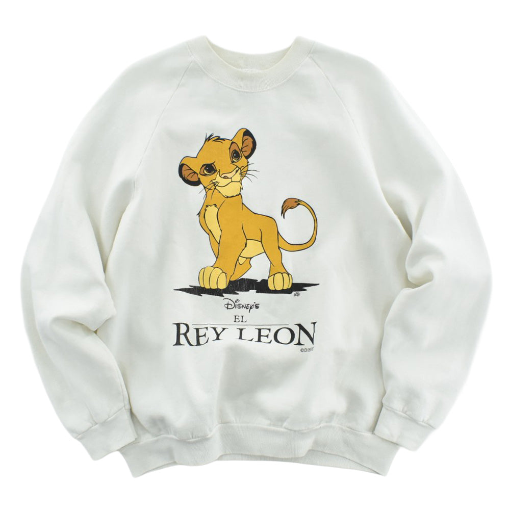 90’s Disney ディズニー EL REY LEON ライオンキング スウェット シンバ スペイン語版 ホワイト スクリーンスターズ アイルランド製