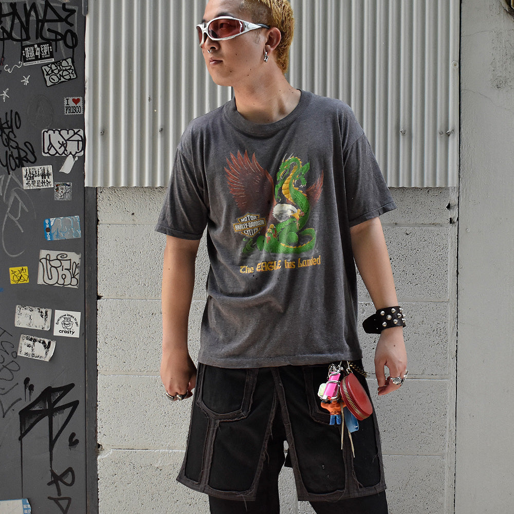 80's Harley-Davidson “イーグル×ドラゴン” バイク Tシャツ 250820H