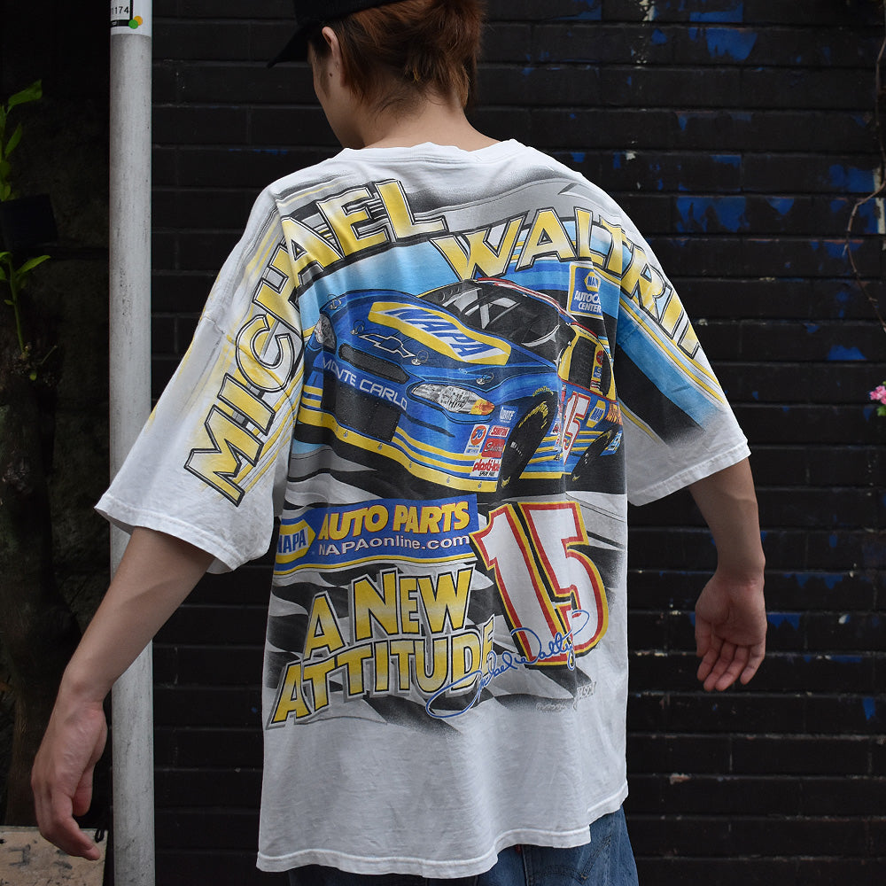 90's　AOP！　CHASE authentics　チェッカーフラッグ！Racing Tee　230716H
