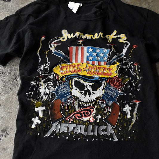 90's “GUNS N' ROSES×METALLICA“ and  Faith No More Summer of '92 Tour ロック Tシャツ 250803H