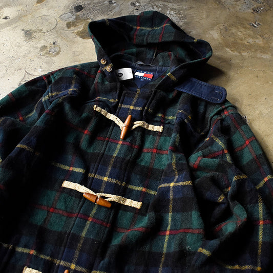 90's TOMMY HILFIGER チェック柄 ダッフルコート 240128