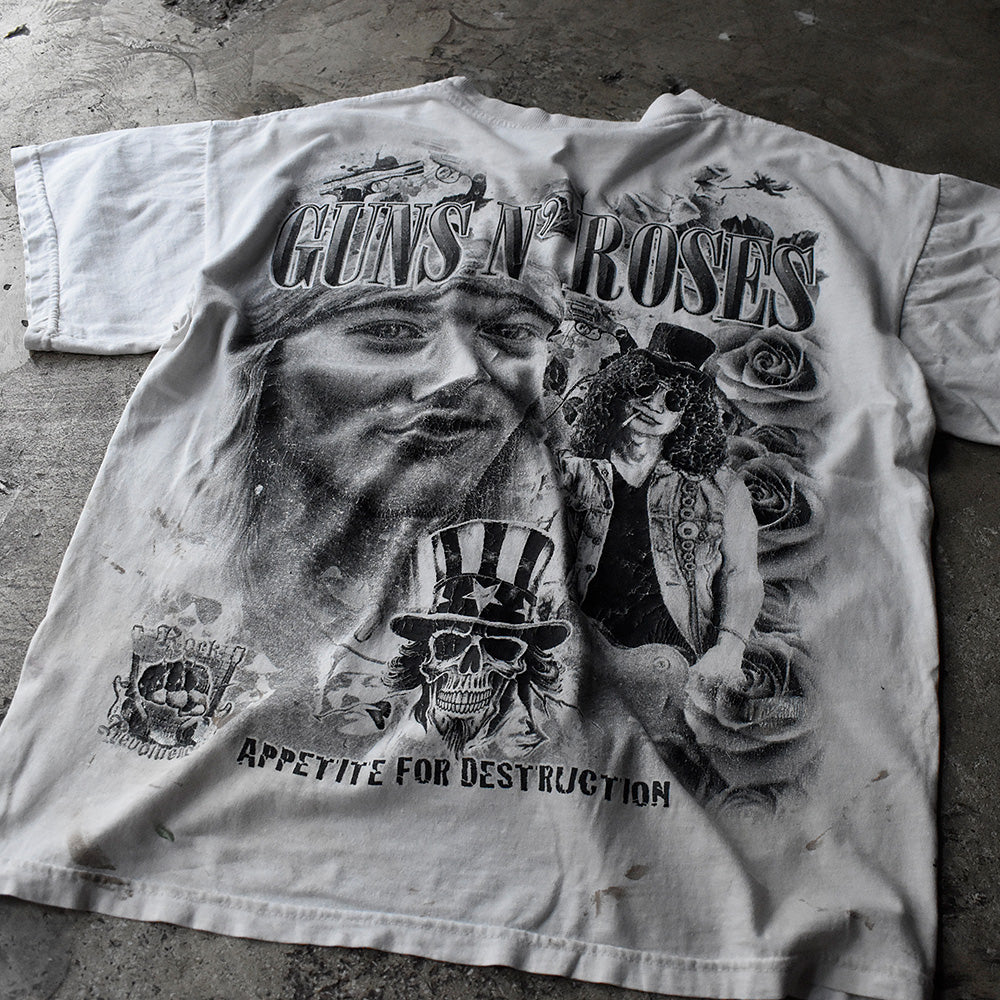 Y2K ペンキ！ GUNS N' ROSES オーバープリントTシャツ 230924H