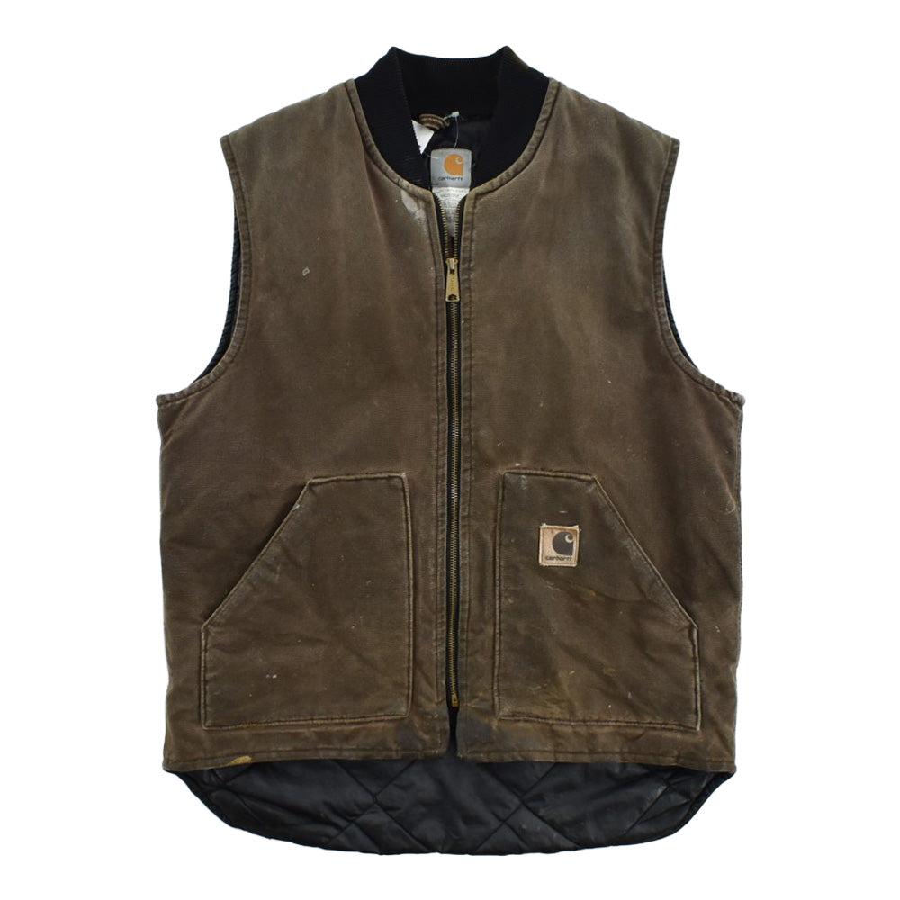 Y2K Carhartt カーハート V02 ダックベスト チェスナット フェード ペンキ キルティングライナー USA製