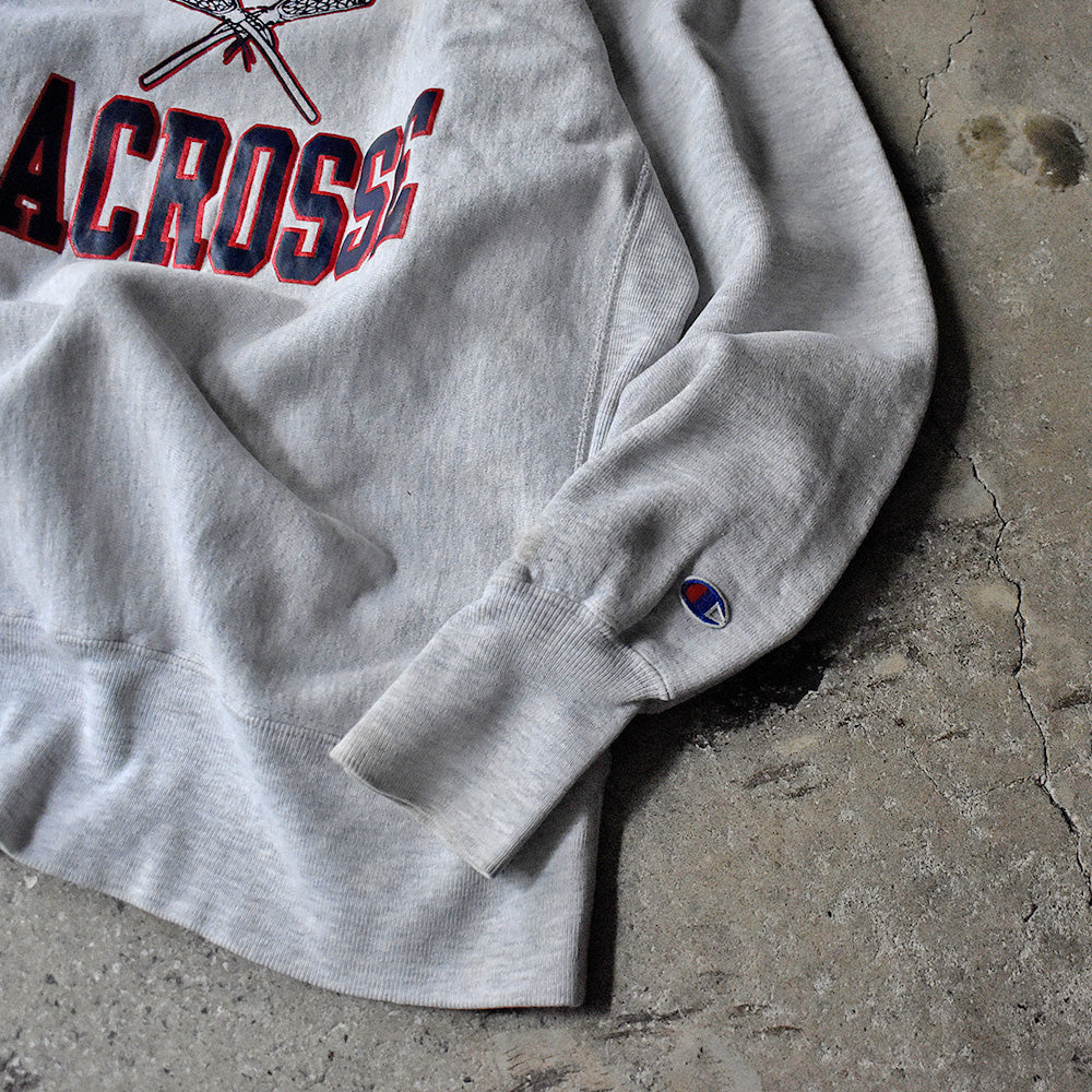 90's Champion "ST.ALBANS LACROSSE" 3段プリント RWスウェット USA製 240220H