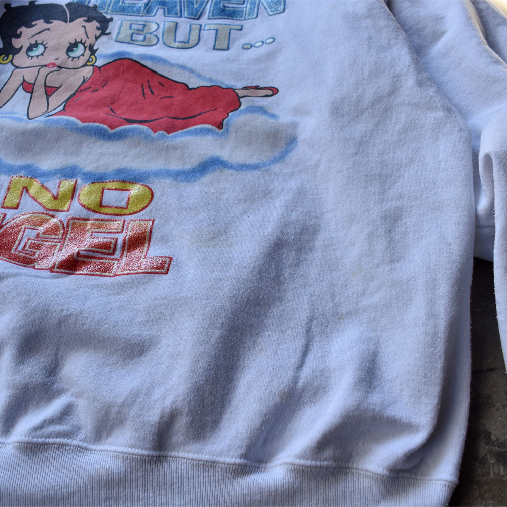 Y2K Betty Boop ”MADE IN HEAVEN BUT I'M NO ANGEL”ラメプリント スウェット 231228