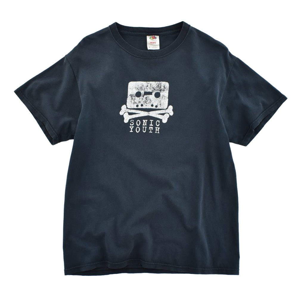 Y2K SONIC YOUTH "Cassette Skull & Crossbones" ノイズ ロックTシャツ 260714H