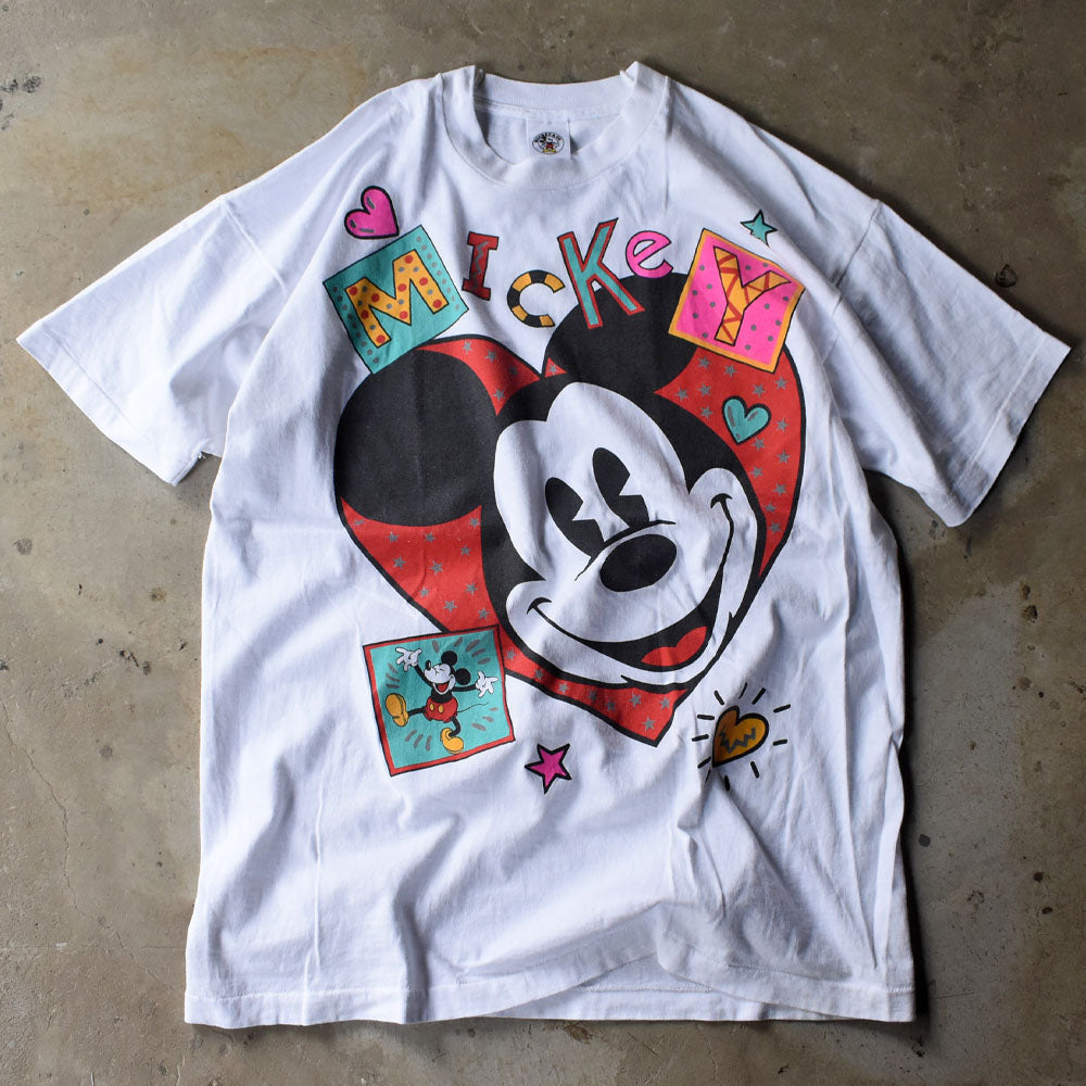 ディズニー ミッキー ビッグフェイス キャラクターTシャツ 1990年〜 ホワイト USA製 ヴィンテージ