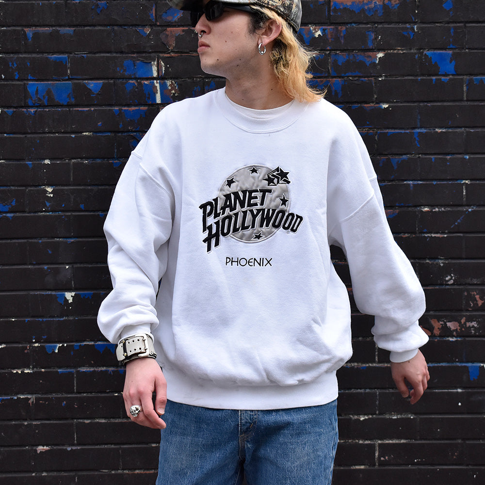 90's “PLANET HOLLYWOOD” ロゴワッペン スウェット USA製 240320H