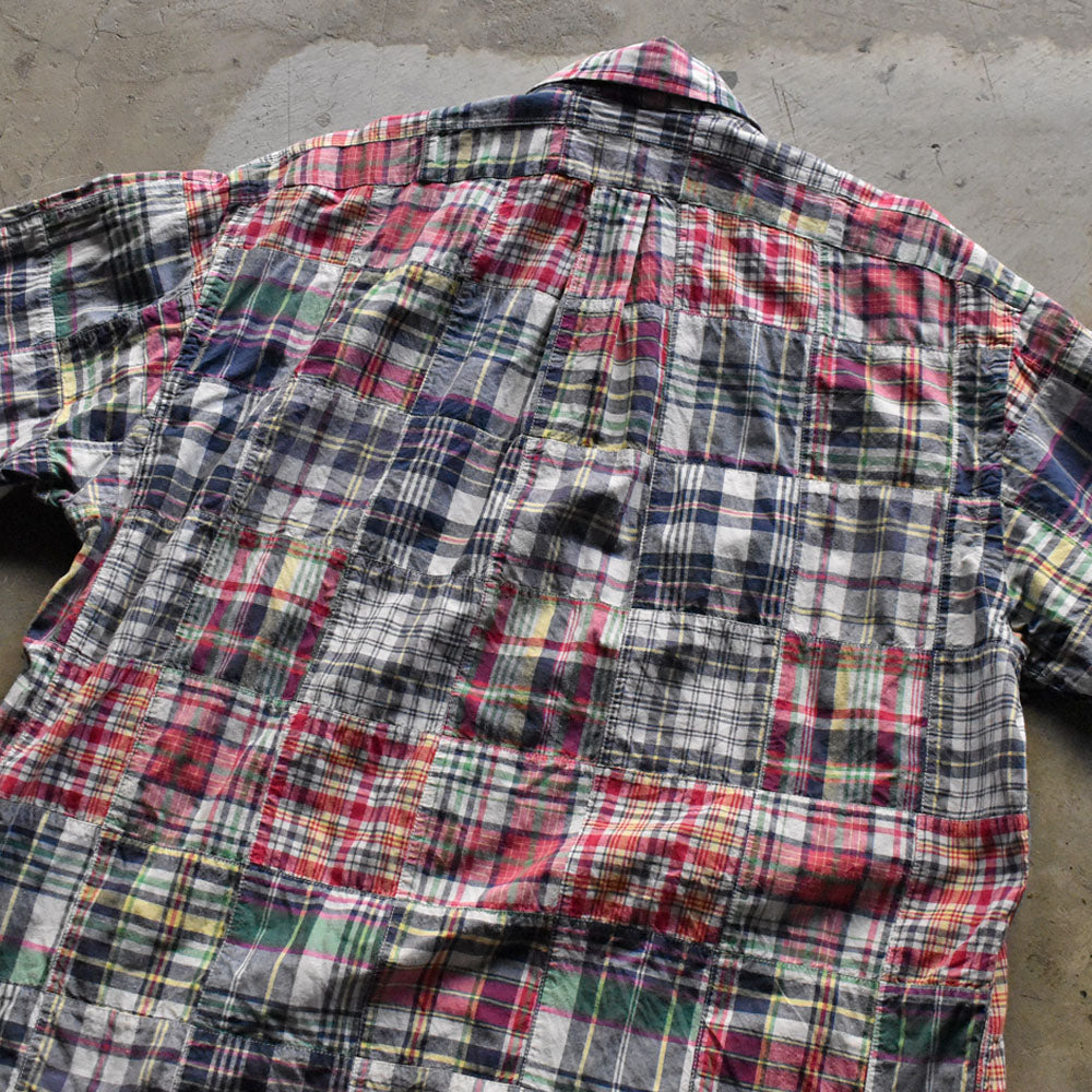 90's Ralph Lauren “BLAKE” パッチワーク！ マドラスチェック 半袖 ボタンダウンシャツ 240801 S2157