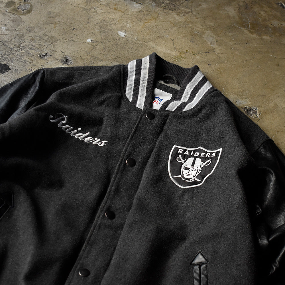 Y2K NFL “Las Vegas Raiders” フェイクレザー切り替え アワードジャケット 231209H