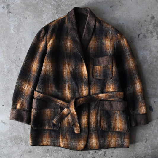 60’s Euro Vintage ウールオンブレ ガウン シャドーチェック 251128H