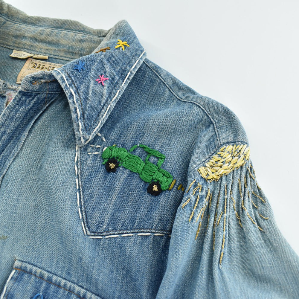 70's Washington DEE-CEE 刺繍カスタム デニム ウエスタンシャツ 260929H