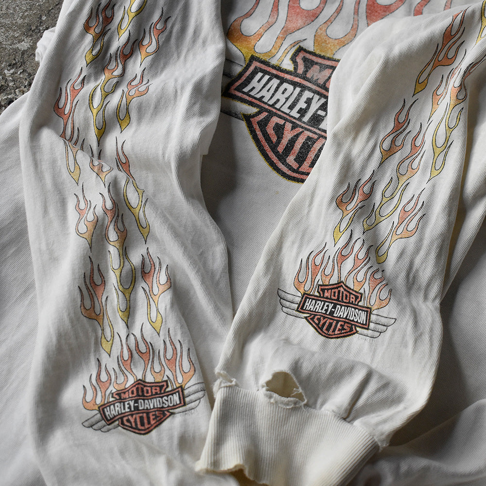 90's～ ダメージ！ Harley Davidson ロングスリーブTシャツ 241010H