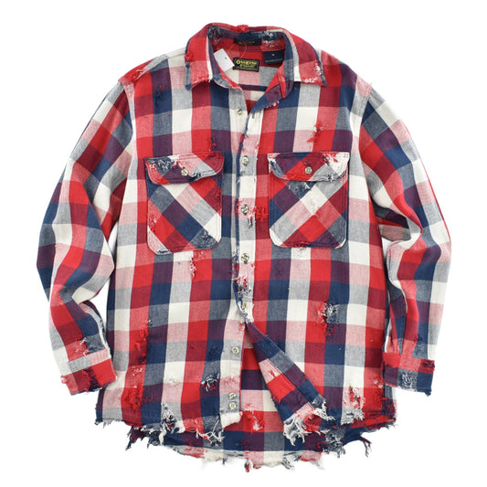 90's OshKosh "BORO" グランジ フランネルシャツ 260303H
