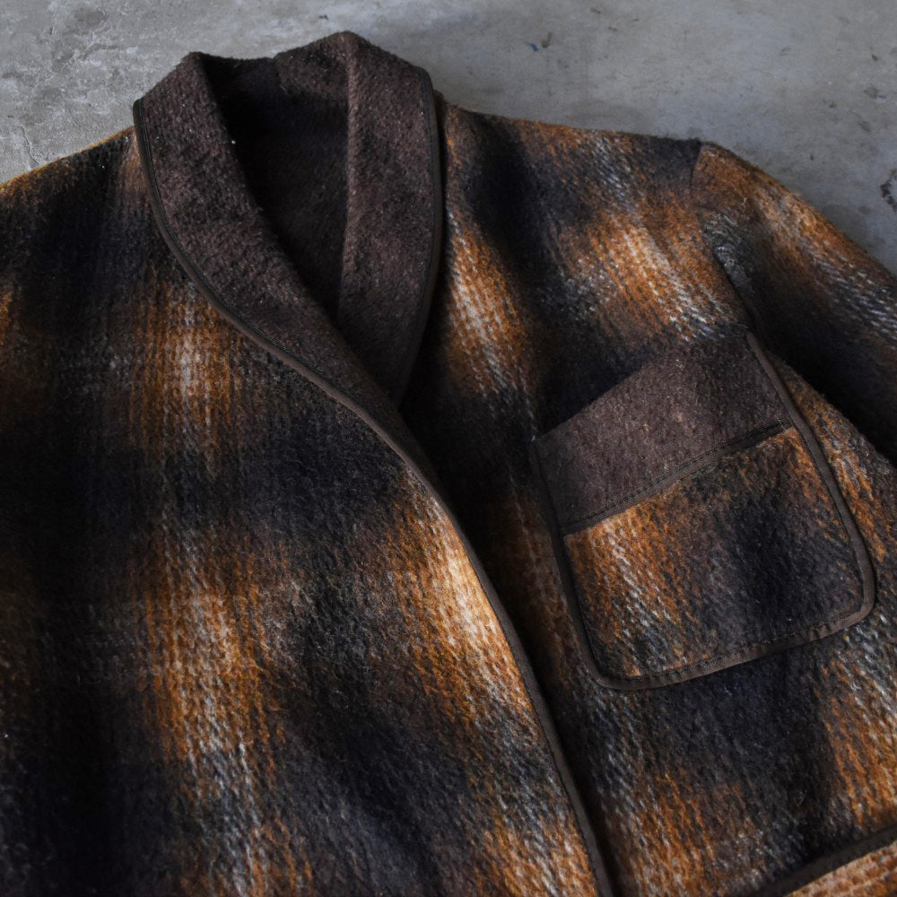 60’s Euro Vintage ウールオンブレ ガウン シャドーチェック 251128H