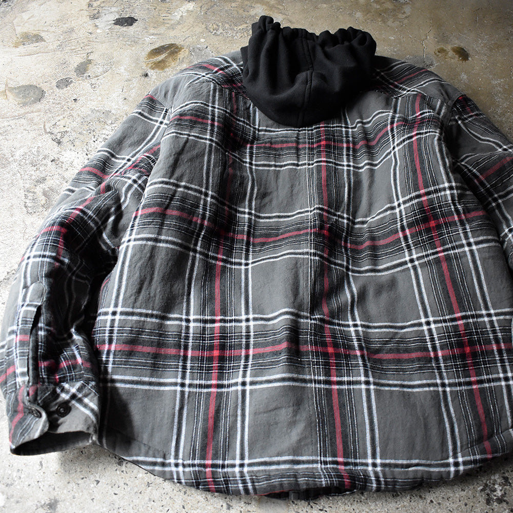 Dickies チェック柄 フード付きネルシャツ 中綿入り キルティングライナー 241103H
