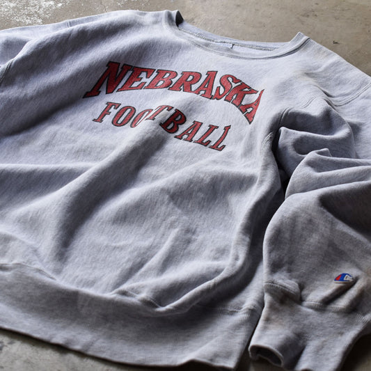 80's Champion/チャンピオン "NEBRASKA FOOTBALL" 2段プリント RWスウェット USA製 230611