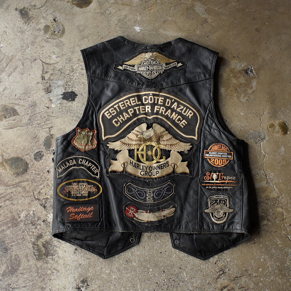 HARLEY DAVIDSON レザーコンビ スタジャン 刺繍ワッペン L 黒 HARLEY DAVIDSON レザーコンビ スタジャン 刺繍ワッペン L 黒