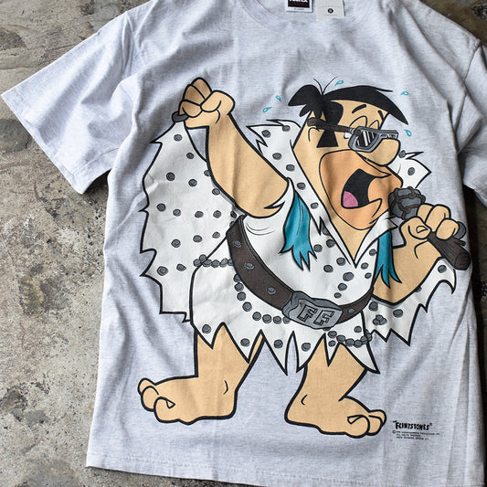 90's The Flintstones “THE KING OF BEDROCK'N ROLL” ビッグプリント！ 海外アニメ キャラ Tシャツ 250801H