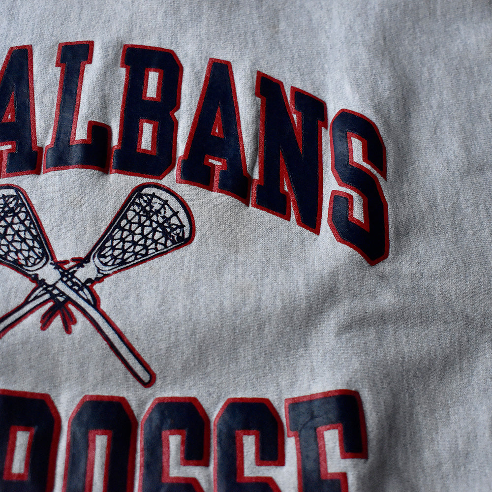 90's Champion "ST.ALBANS LACROSSE" 3段プリント RWスウェット USA製 240220H