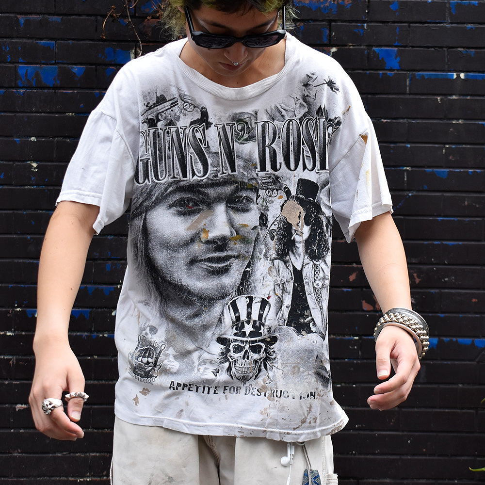 Y2K ペンキ！ GUNS N' ROSES オーバープリントTシャツ 230924H