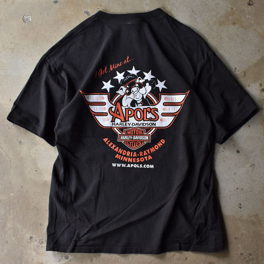 Y2K Harley-Davidson “APOL'S” ピッグ 両面プリント Tシャツ USA製 240524