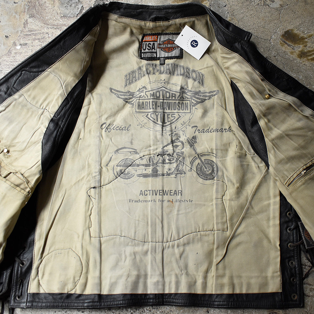 90's Harley-Davidson “ピンズ＆ワッペン” MCレザーベスト 250524H