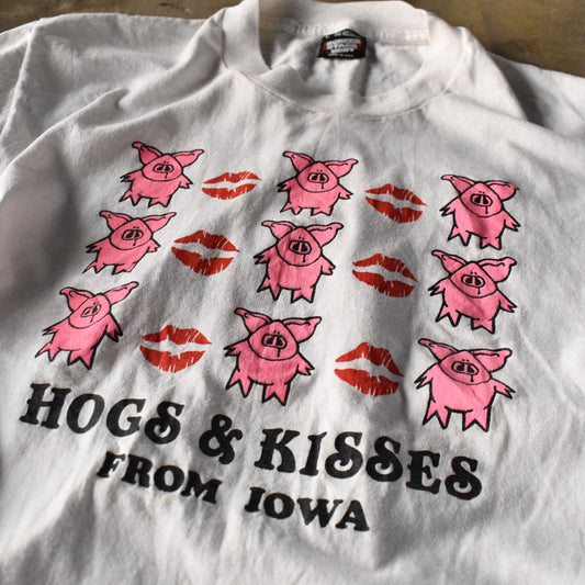 90's SCREEN STARS “HOGS & KISSES FROM IOWA” ブタ Tシャツ USA製 240324