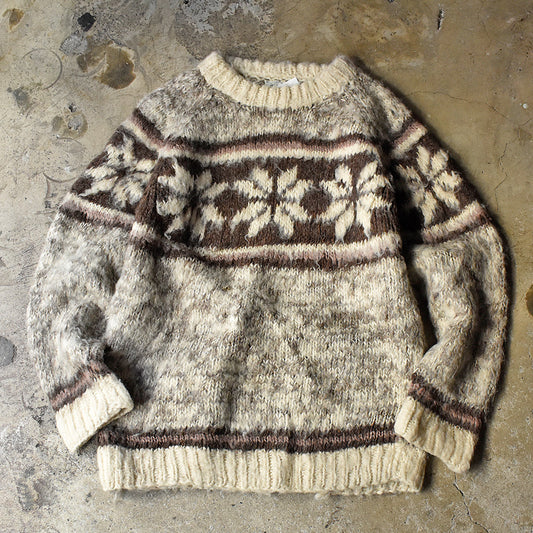 70’s~ ノルディック柄 ハンドニットセーター 240115