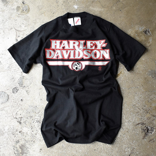 80's Harley Davidson シルバープリント! バイク Tシャツ USA製 240721H