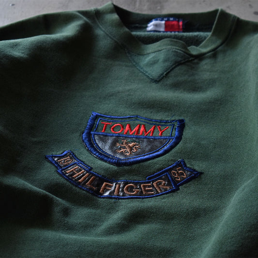 90’s ブートレグ TOMMY HILFIGER レザーパッチ ロゴスウェット 231104