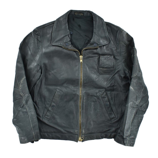 70's フランス軍タイプ  レザーフライトジャケット 黒 260217H