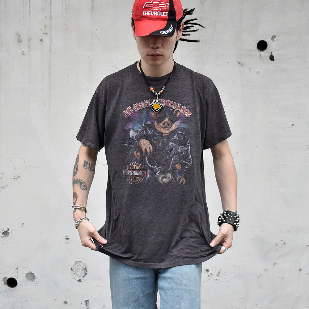 90's Harley Davidson "Pig" 3D EMBLEM Tシャツ USA製 240717H
