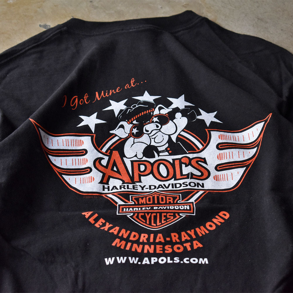 Y2K Harley-Davidson “APOL'S” ピッグ 両面プリント Tシャツ USA製 240524