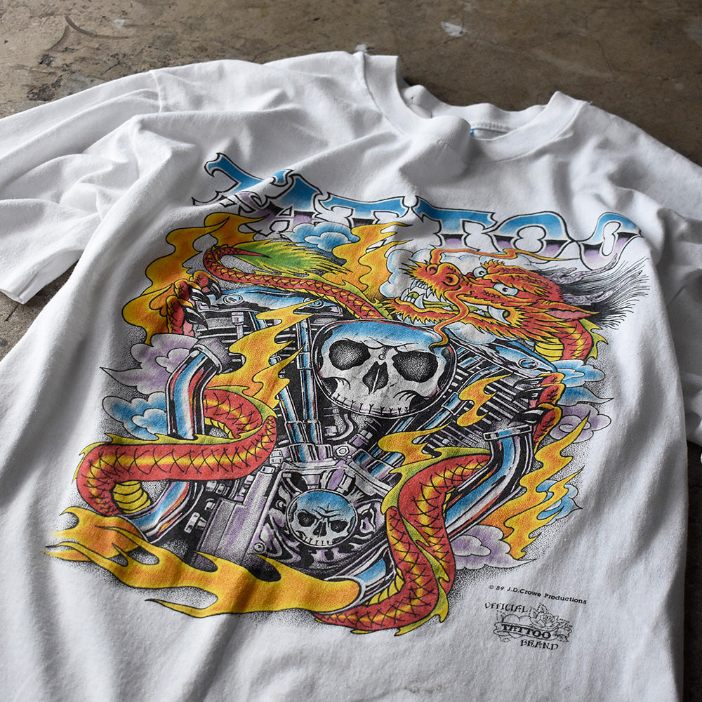 JD Crowe スカル エンジン タトゥーアートTシャツ 1989年 USA製 ヴィンテージ